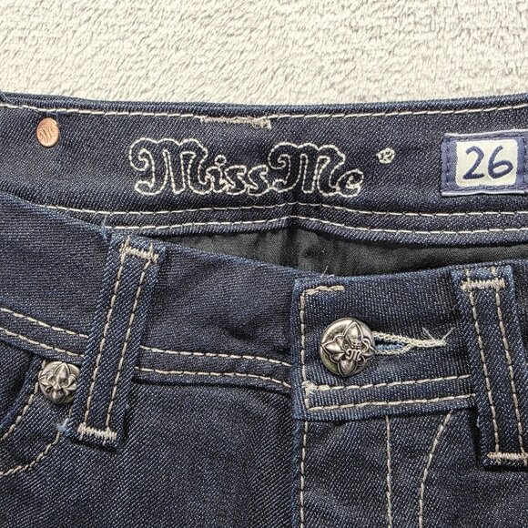 Miss Me Jeans Womens 26 Dark Wash Easy Boot Sequin Pockets Embellished JE5731EZR - Picture 6 of 11